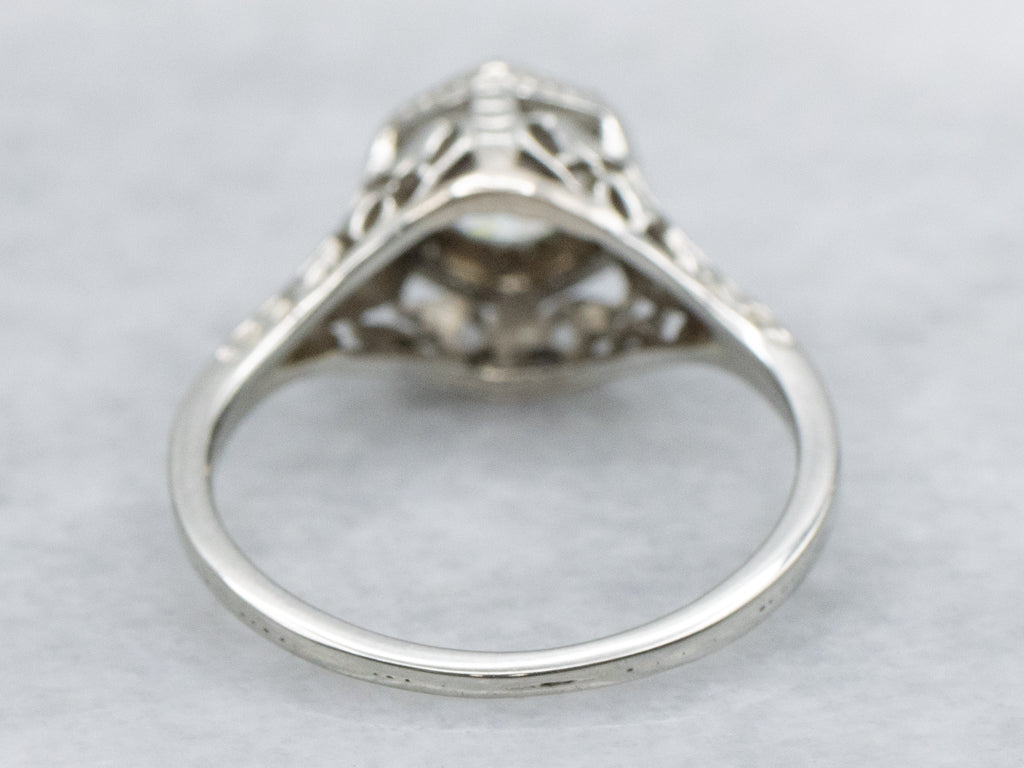 Antique Hand-Engraved Brilliant Diamond Solitaire Engagement Ring