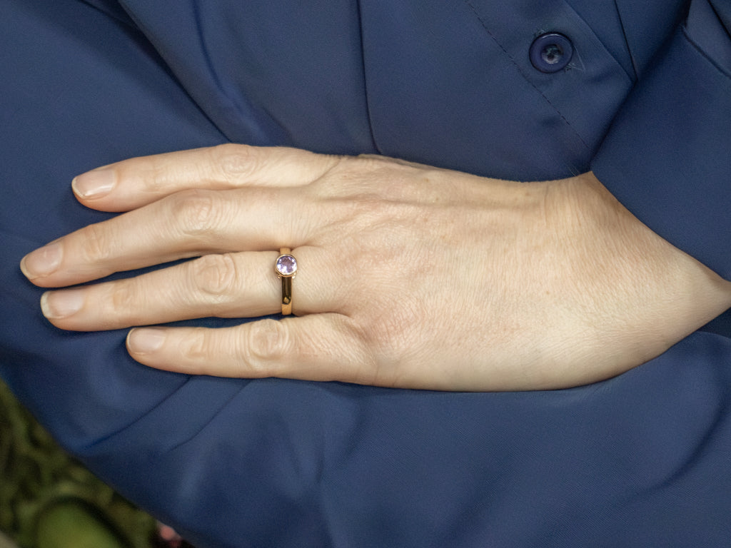 Bezel-Set Amethyst Yellow Gold Solitaire Ring