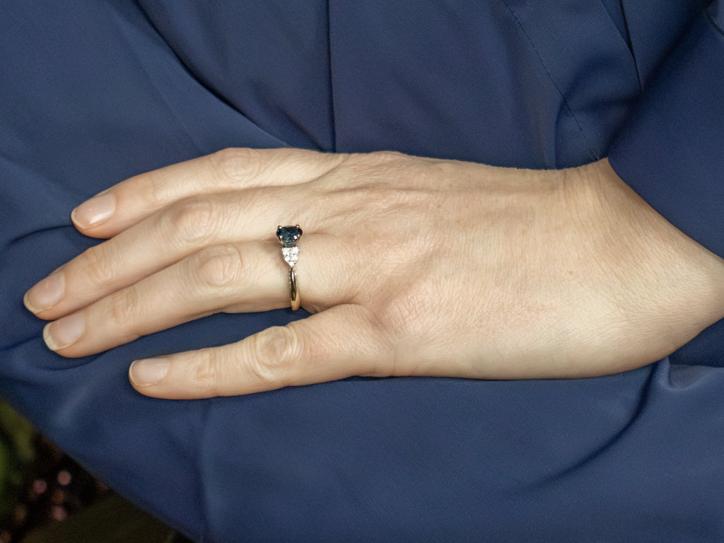 White Gold Sapphire and Diamond Engagement Ring
