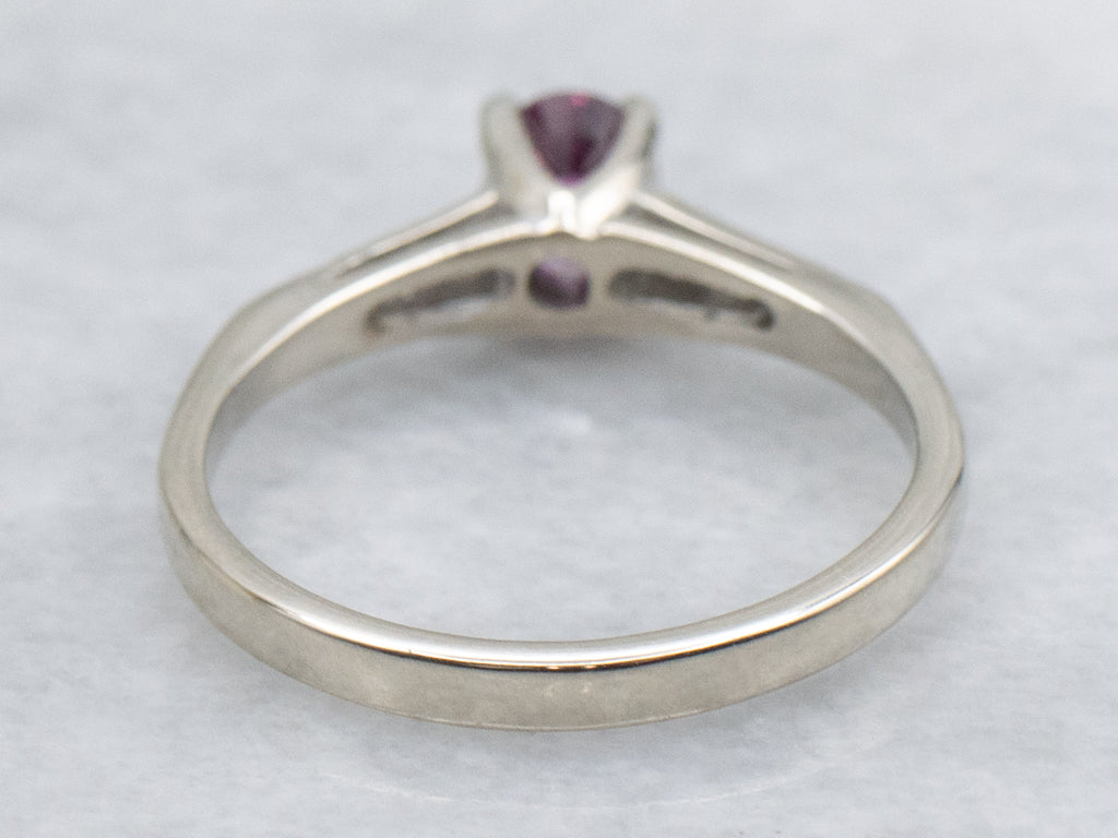 Vintage Ruby and Diamond White Gold Engagement Ring