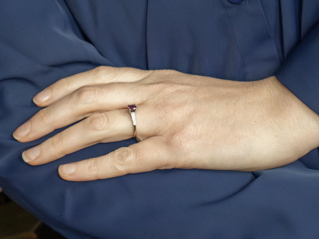 Vintage Ruby and Diamond White Gold Engagement Ring