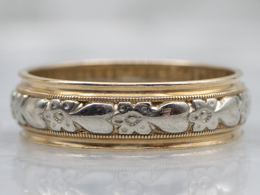Sweetheart Floral Two-Tone Gold Band