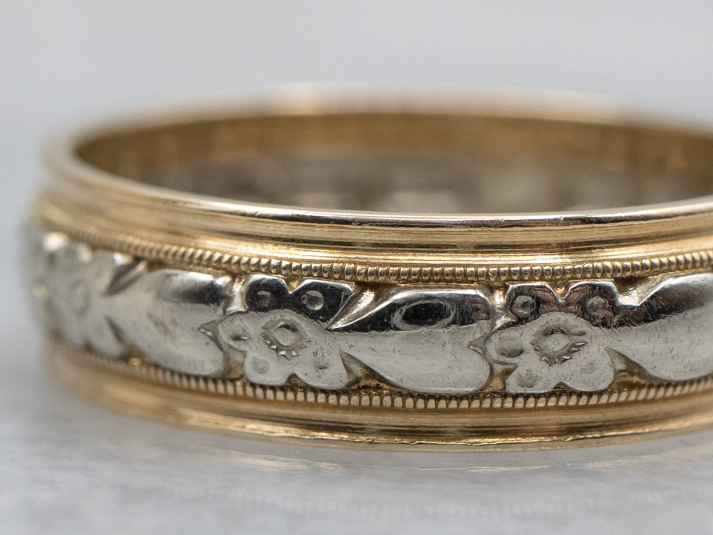 Sweetheart Floral Two-Tone Gold Band