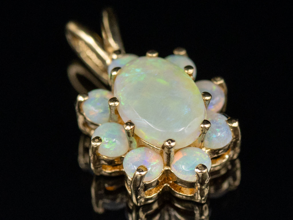 Yellow Gold Opal Halo Pendant