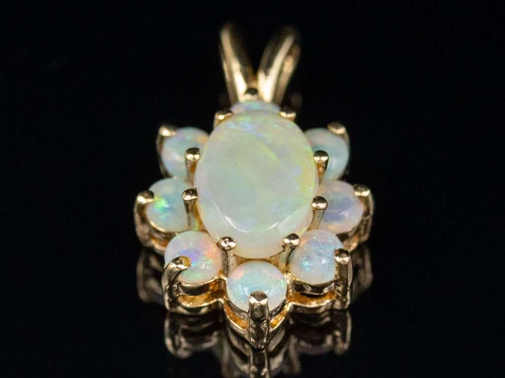 Yellow Gold Opal Halo Pendant