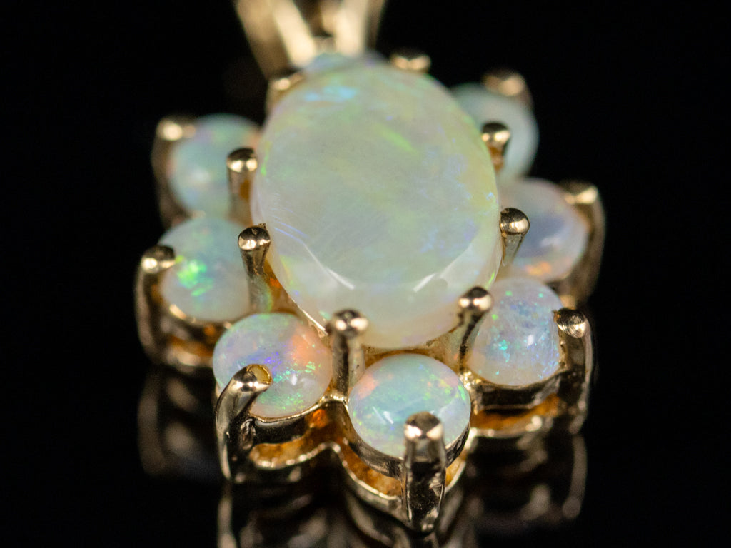 Yellow Gold Opal Halo Pendant