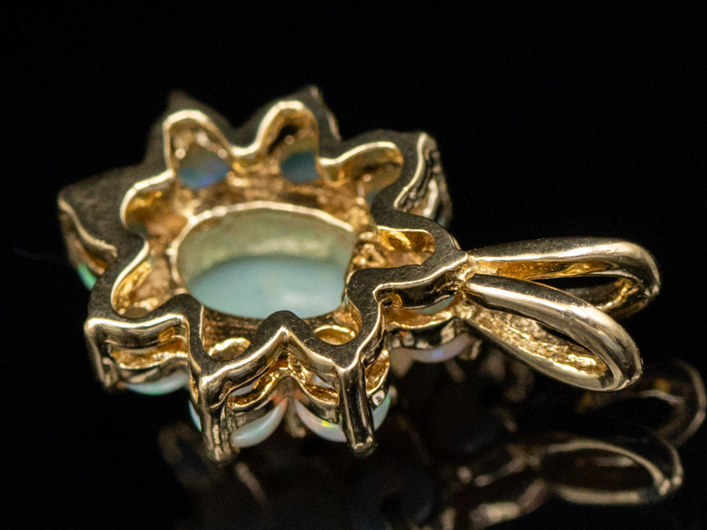 Yellow Gold Opal Halo Pendant
