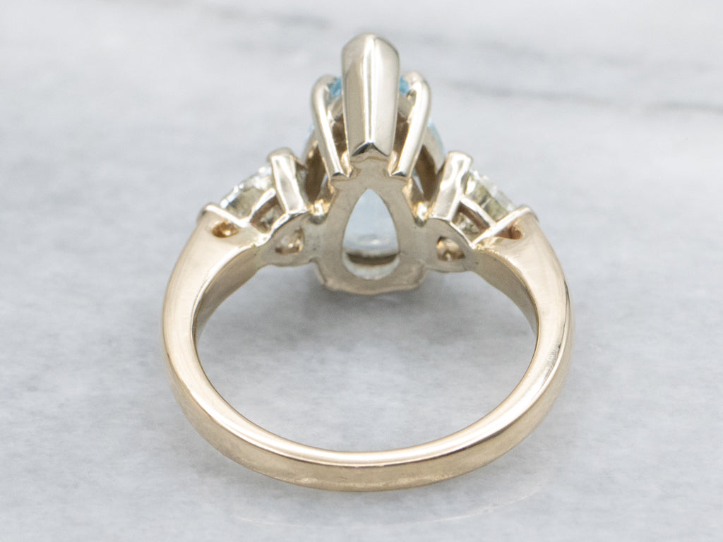 Pear-Cut Aquamarine and Trillion-Cut Diamond Statement Ring