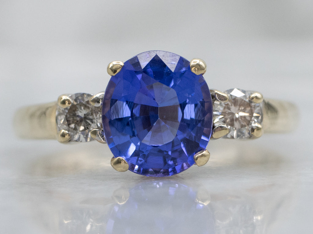 Tanzanite and Diamond Three-Stone Ring