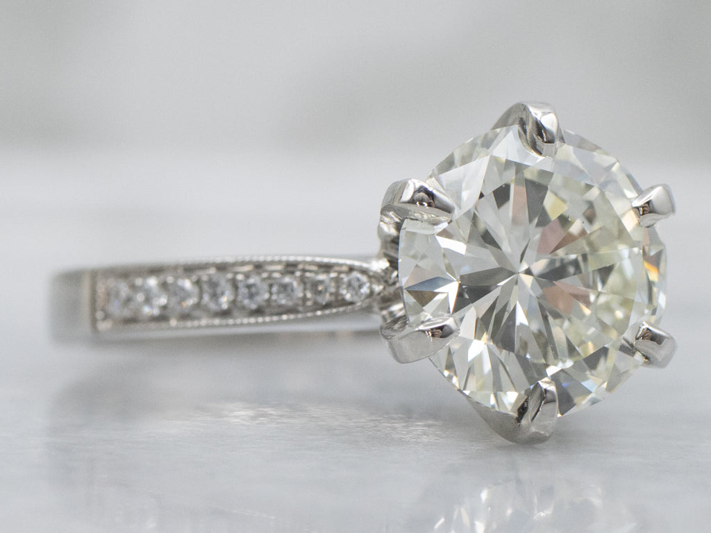 GIA-Certified Round Brilliant Diamond Platinum Engagement Ring