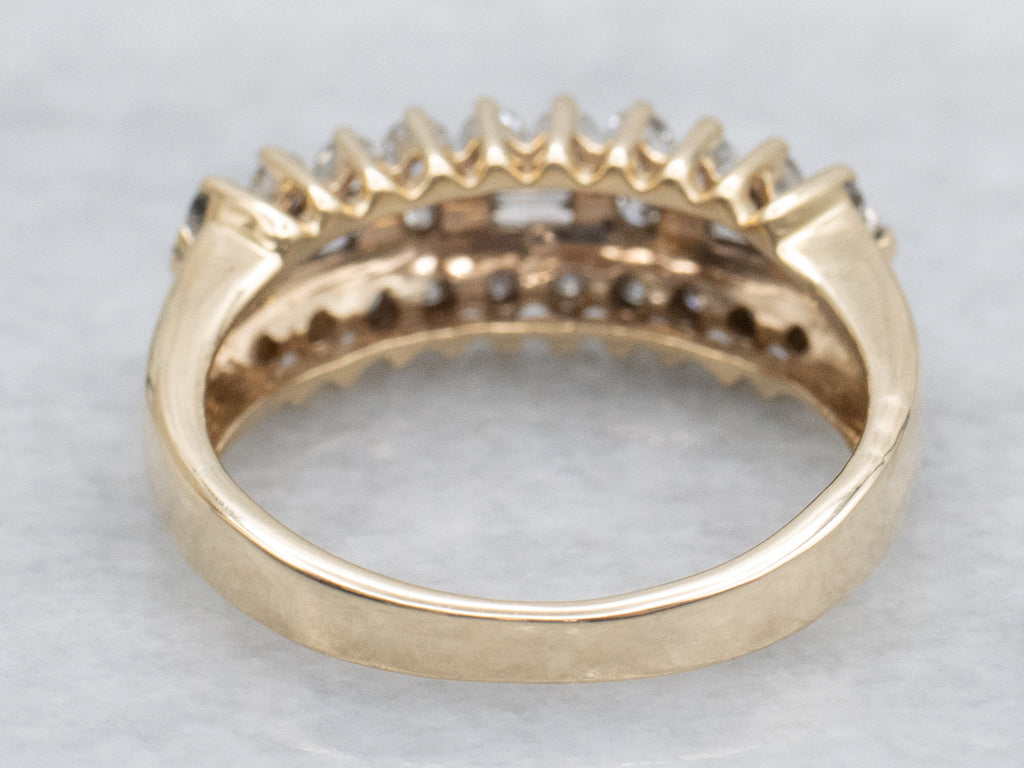 Mix-Cut Triple Row Diamond Statement Band