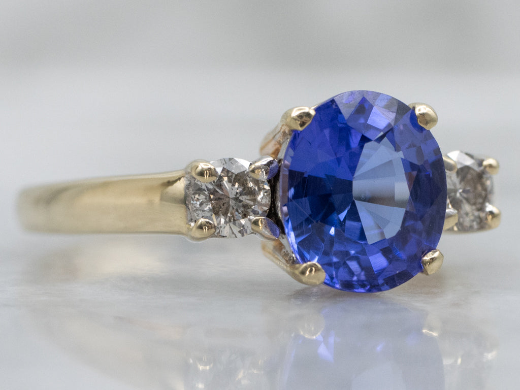 Tanzanite and Diamond Three-Stone Ring