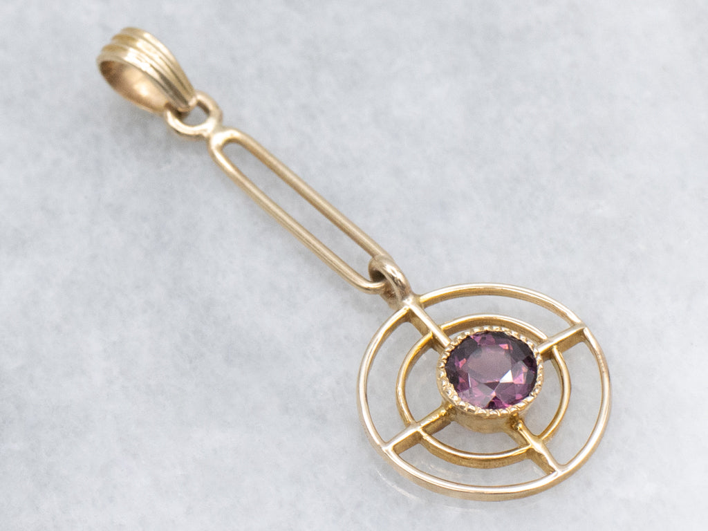 Antique Rhodolite Garnet Lavalier Drop Pendant