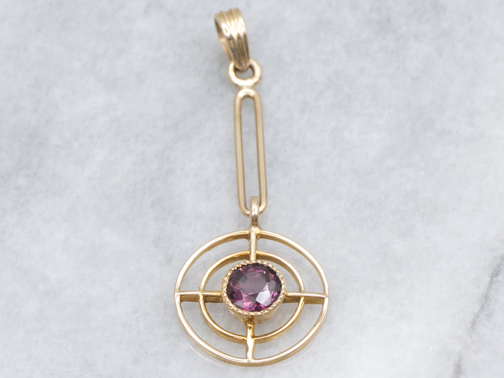 Antique Rhodolite Garnet Lavalier Drop Pendant