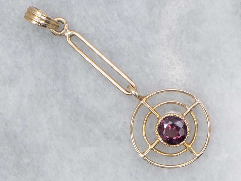 Antique Rhodolite Garnet Lavalier Drop Pendant