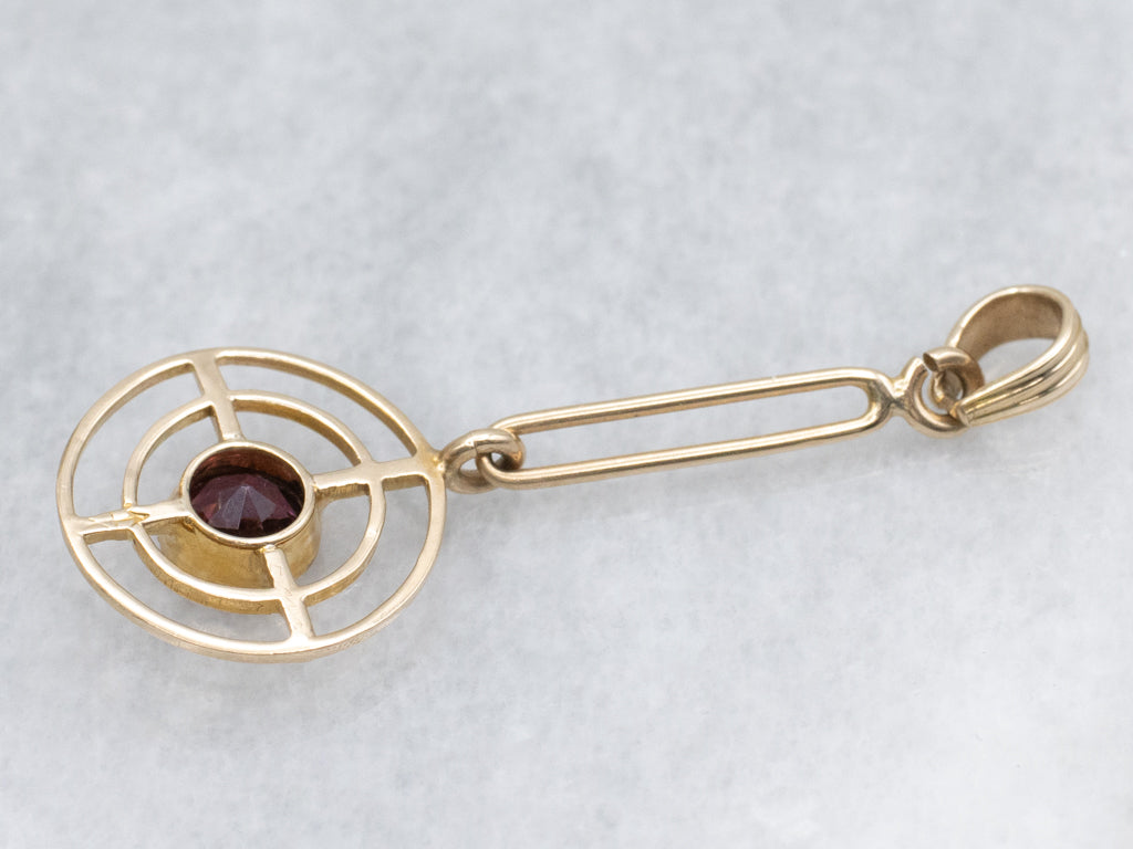Antique Rhodolite Garnet Lavalier Drop Pendant