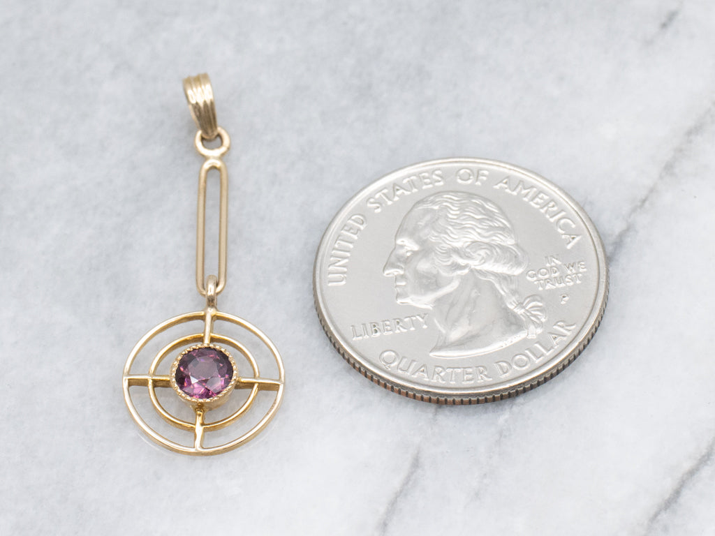 Antique Rhodolite Garnet Lavalier Drop Pendant
