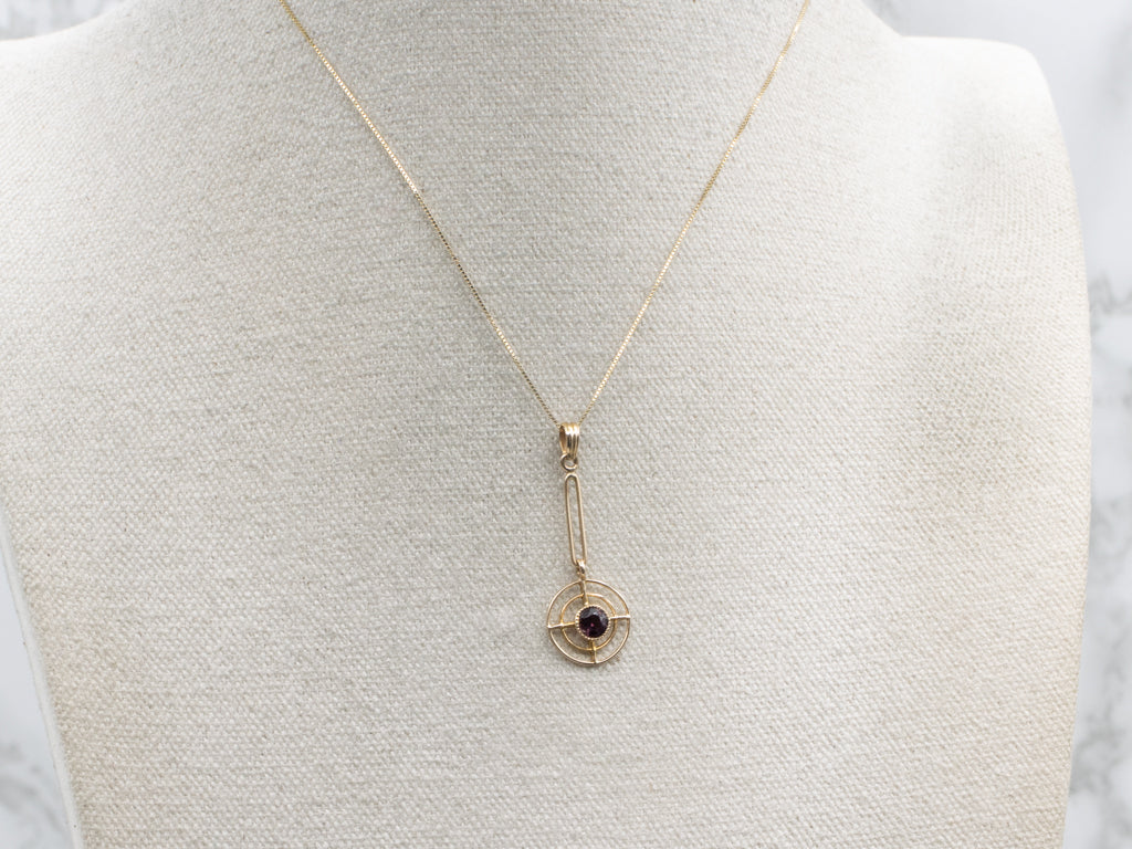 Antique Rhodolite Garnet Lavalier Drop Pendant