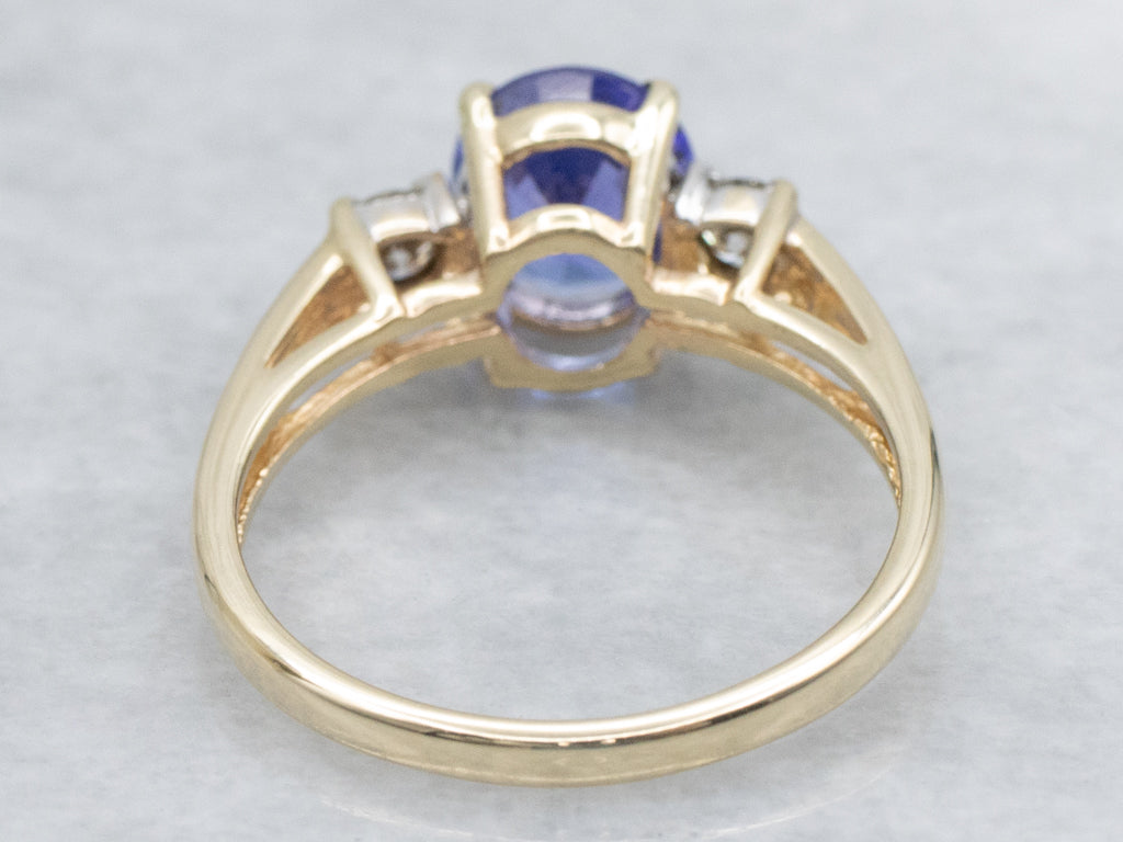 Tanzanite and Diamond Three-Stone Ring