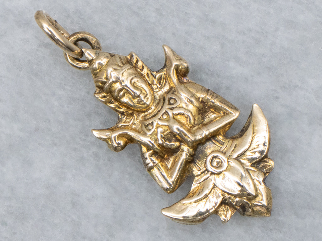 Vintage Gold Thai Buddhist Thephanom Guarding Charm