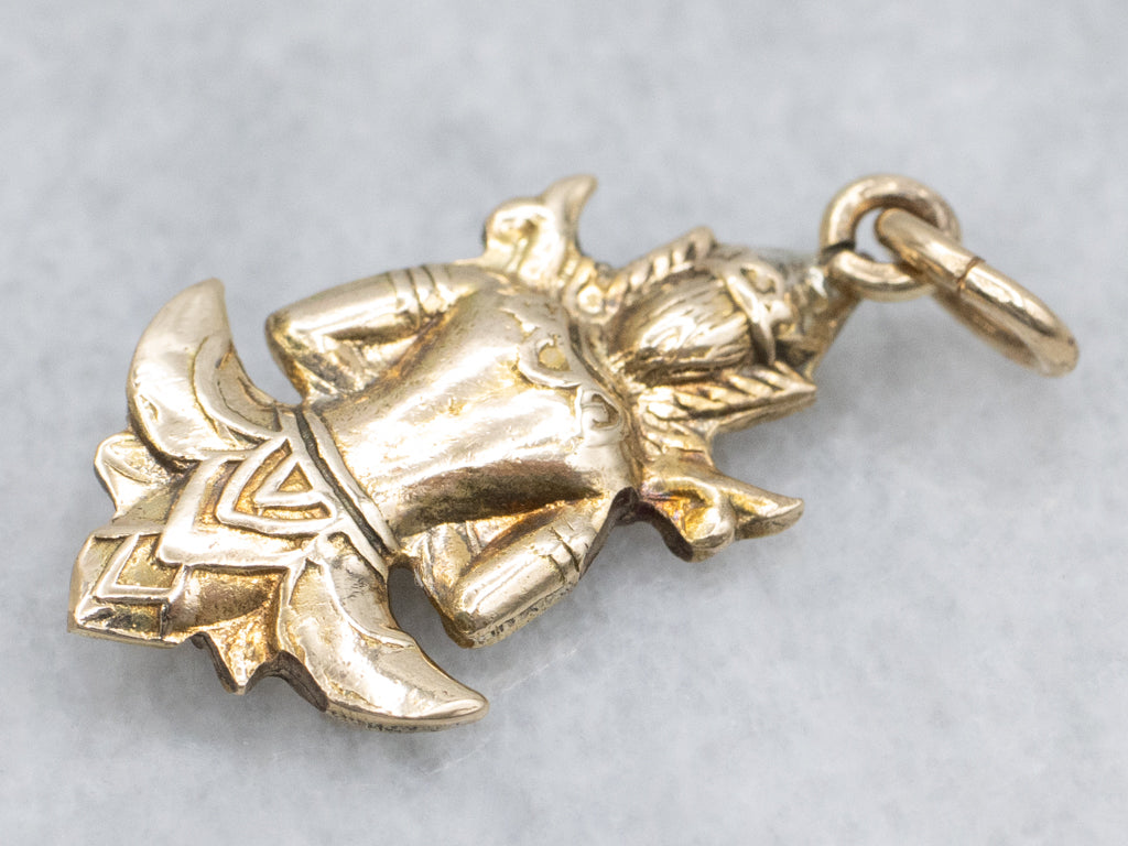 Vintage Gold Thai Buddhist Thephanom Guarding Charm