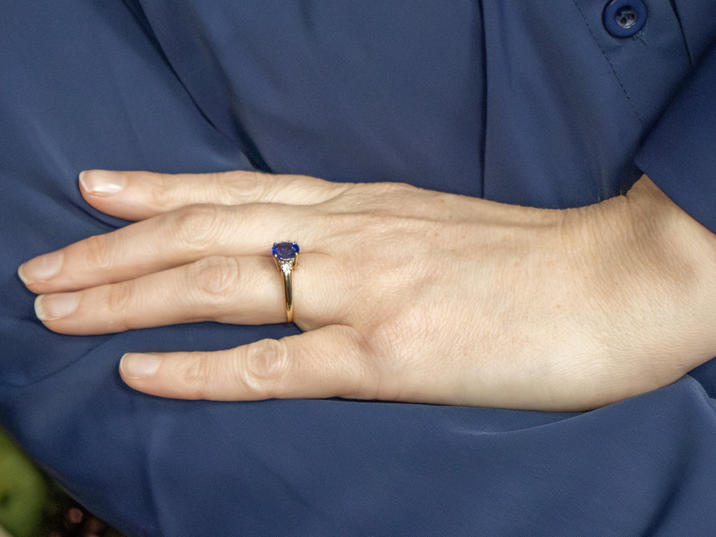 Tanzanite and Diamond Three-Stone Ring