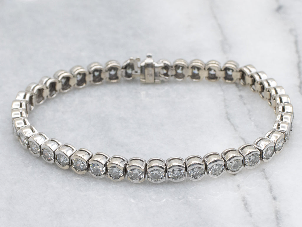 Polished Gold Semi-Bezel Set Diamond Tennis Bracelet