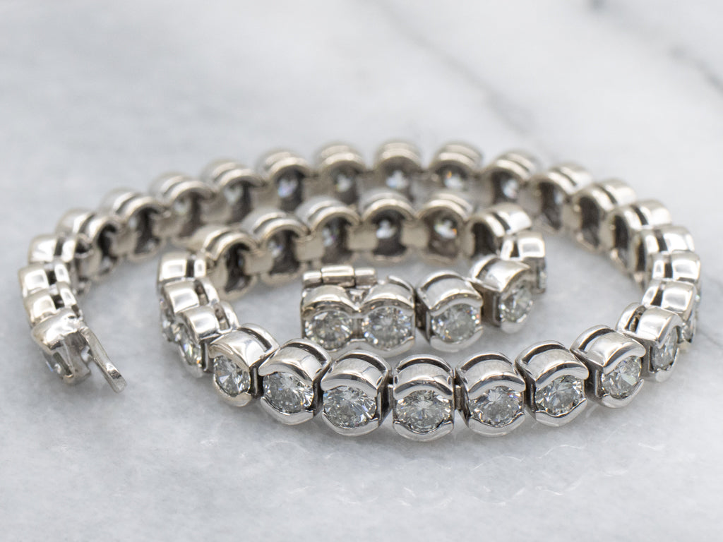 Polished Gold Semi-Bezel Set Diamond Tennis Bracelet