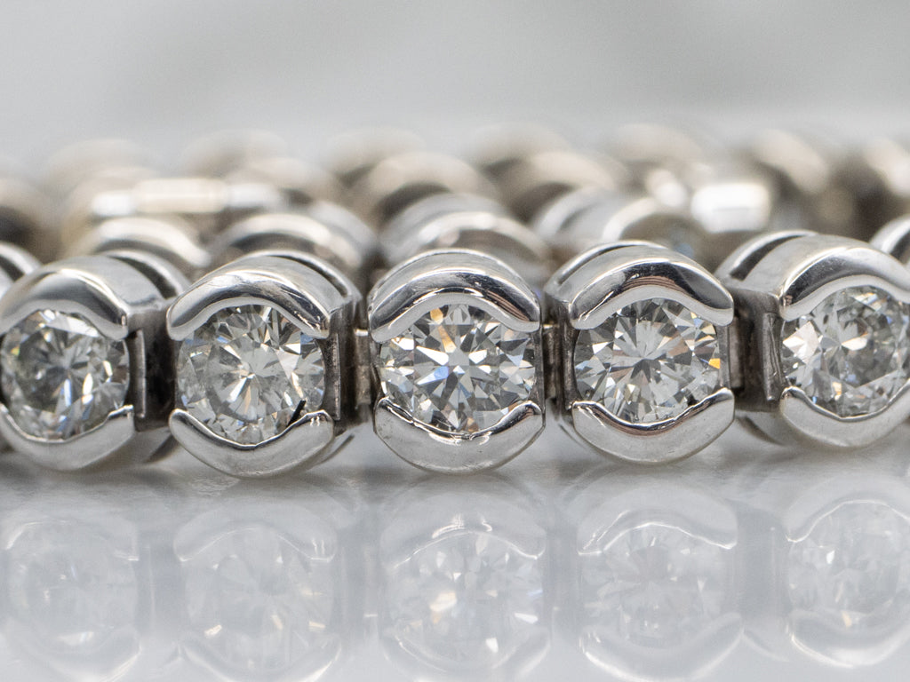 Polished Gold Semi-Bezel Set Diamond Tennis Bracelet