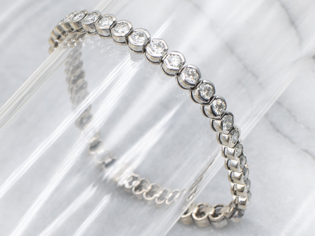 Polished Gold Semi-Bezel Set Diamond Tennis Bracelet