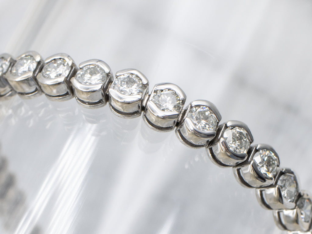 Polished Gold Semi-Bezel Set Diamond Tennis Bracelet