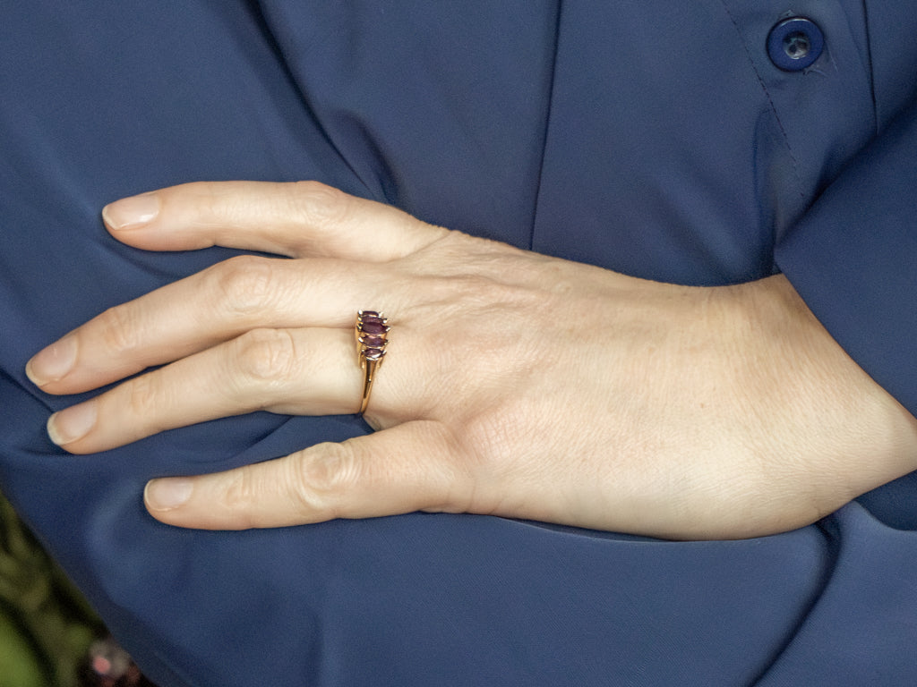 Marquise-Cut Amethyst and Gold Gemstone Band