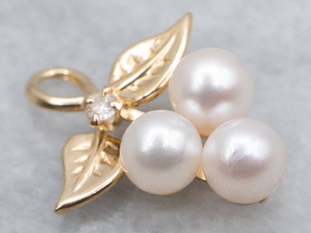 Saltwater Pearl and Diamond Berry Bunch Pendant