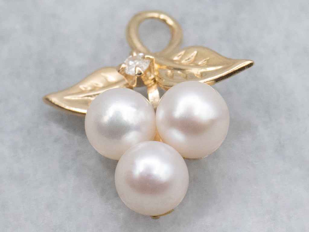 Saltwater Pearl and Diamond Berry Bunch Pendant