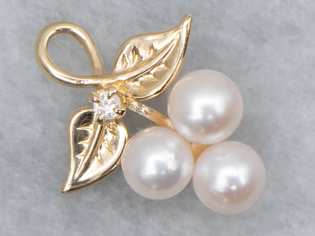 Saltwater Pearl and Diamond Berry Bunch Pendant