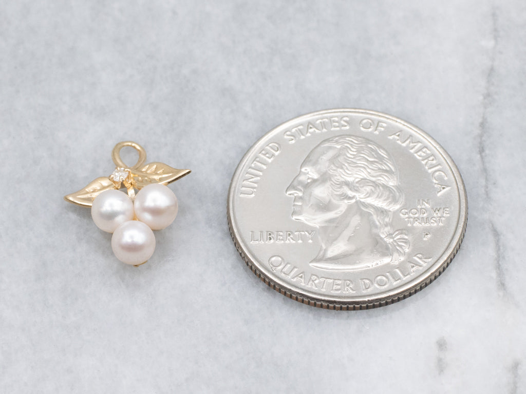 Saltwater Pearl and Diamond Berry Bunch Pendant