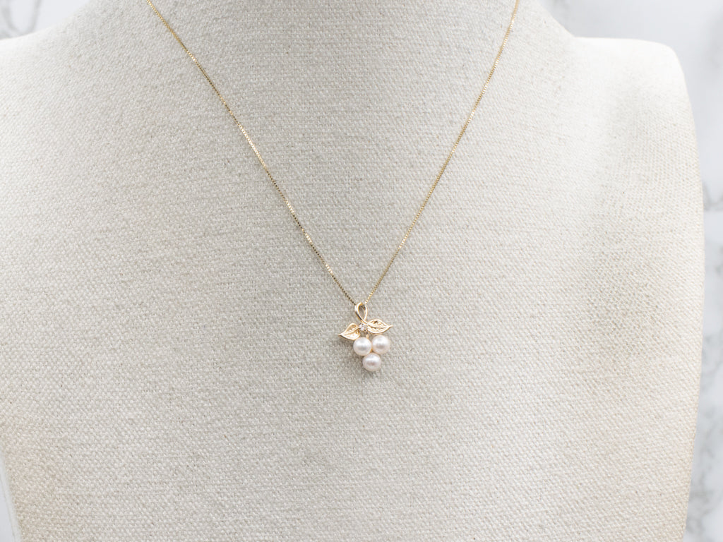 Saltwater Pearl and Diamond Berry Bunch Pendant