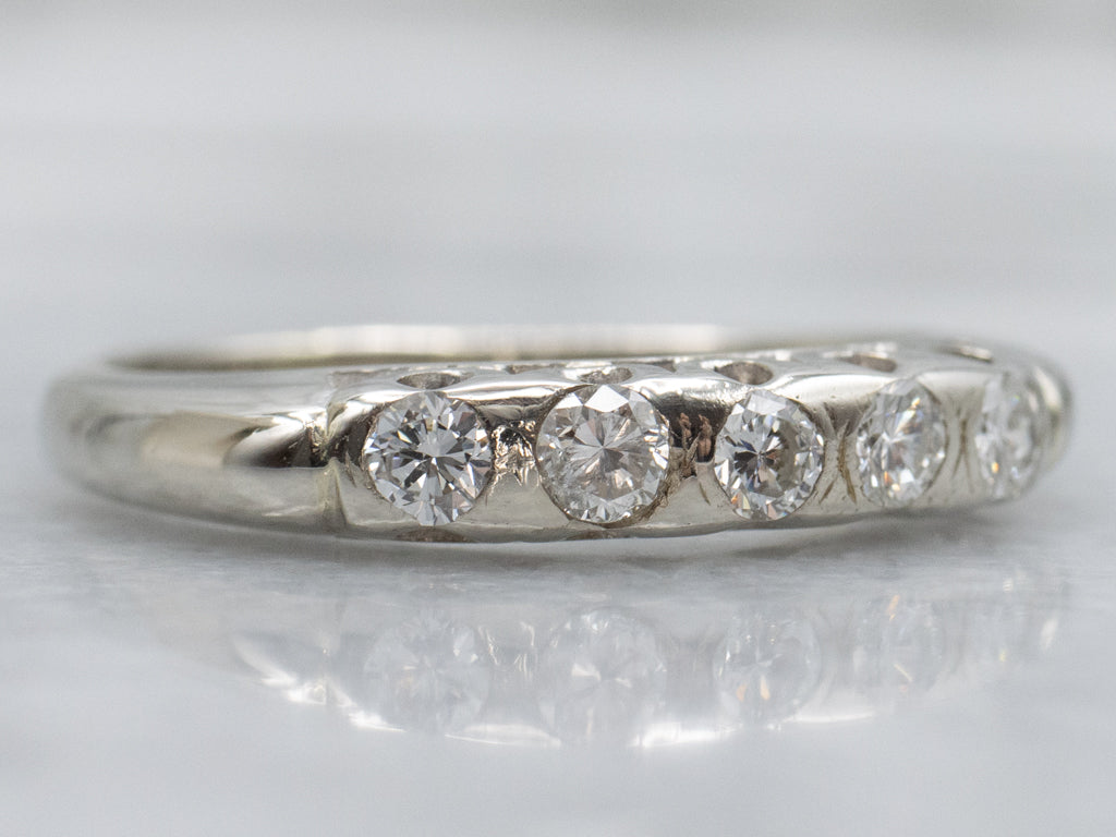 Vintage Diamond White Gold Wedding Band