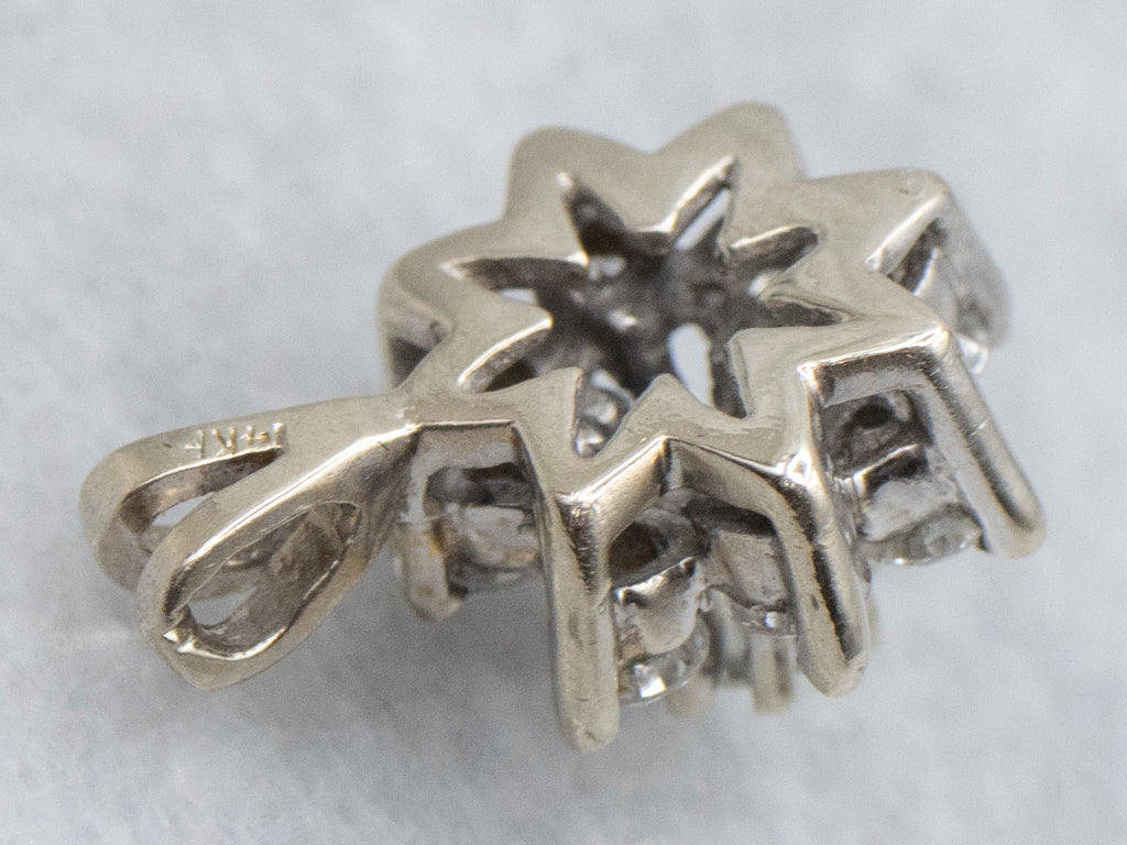 Floral Diamond Halo Pendant in White Gold