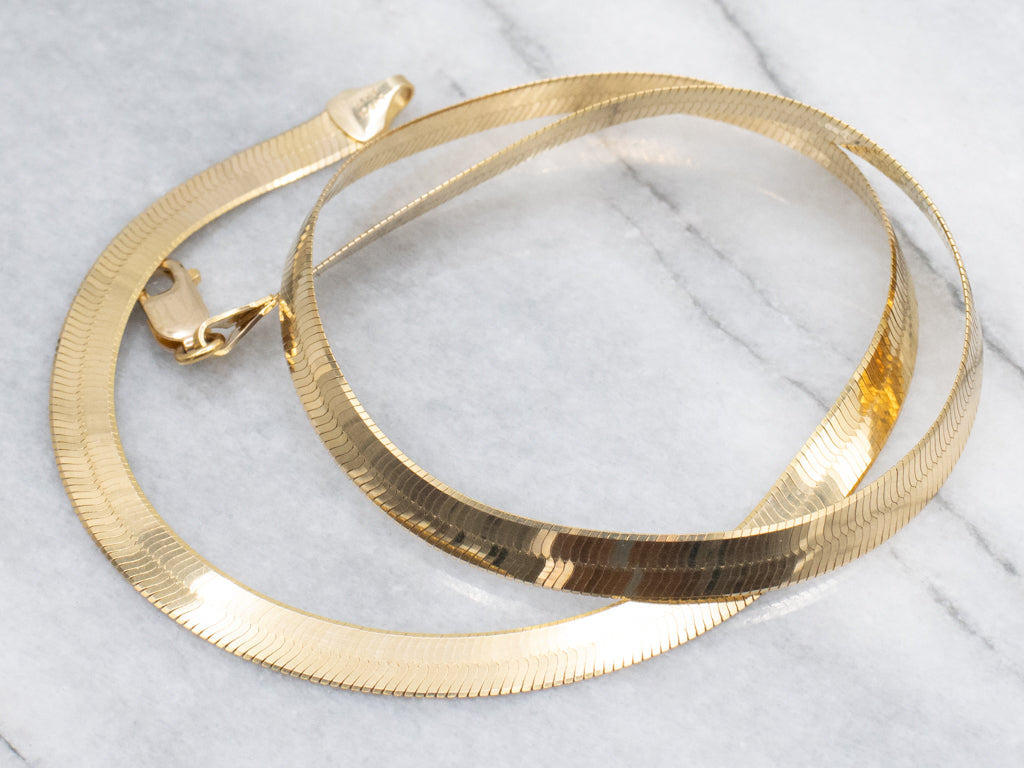 Polished Italian Gold Herringbone Chain