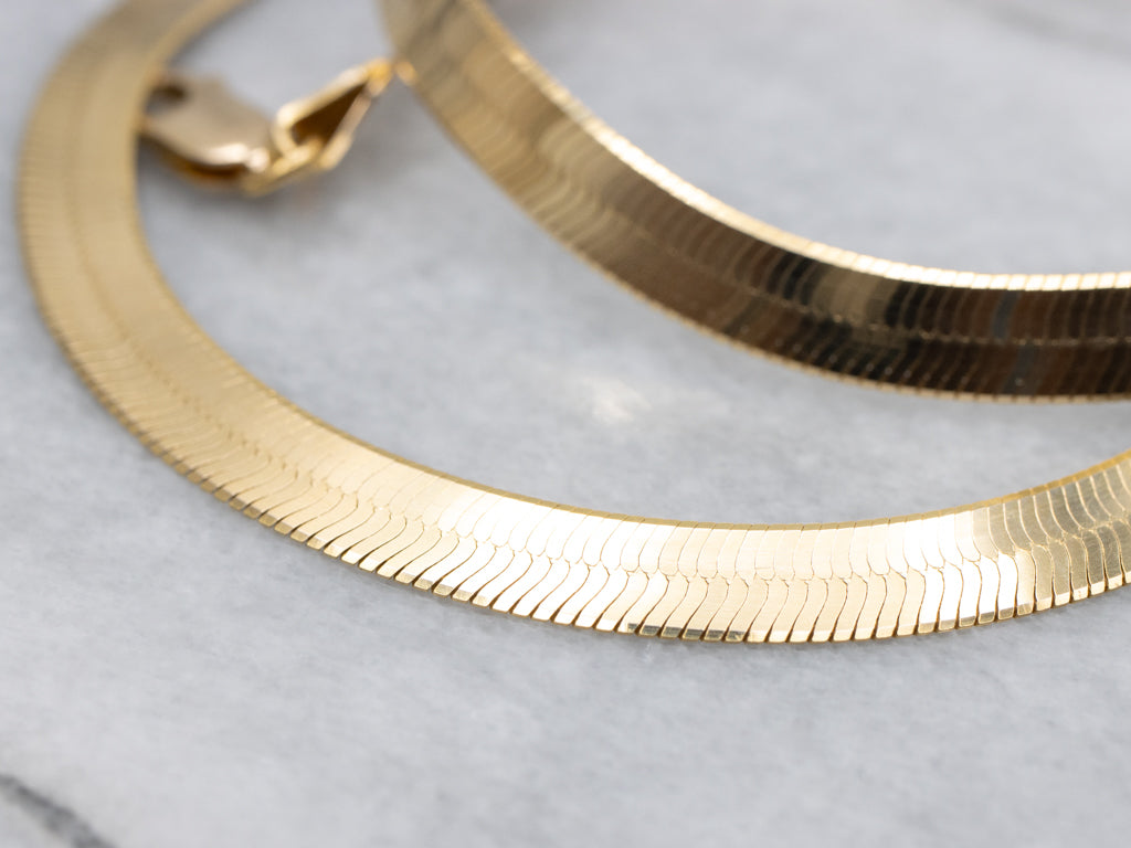 Polished Italian Gold Herringbone Chain