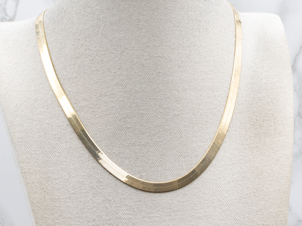Polished Italian Gold Herringbone Chain