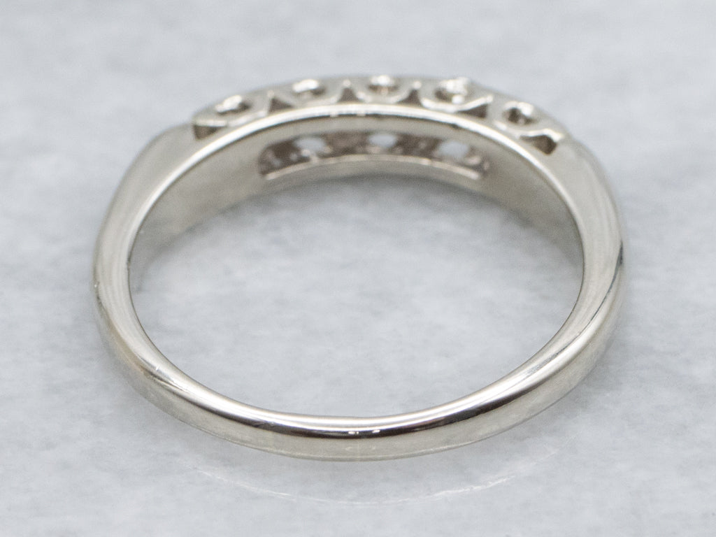 Vintage Diamond White Gold Wedding Band