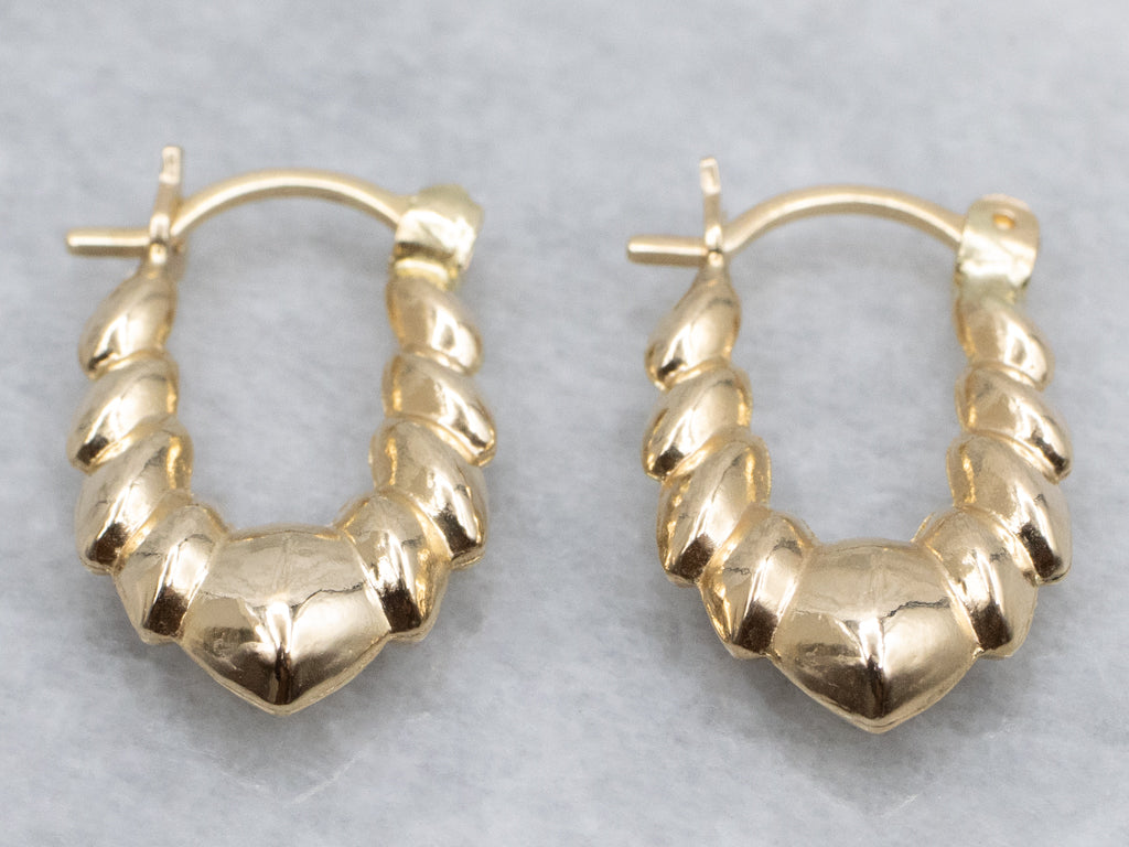 Vintage Gold Puffy Hoop Earrings
