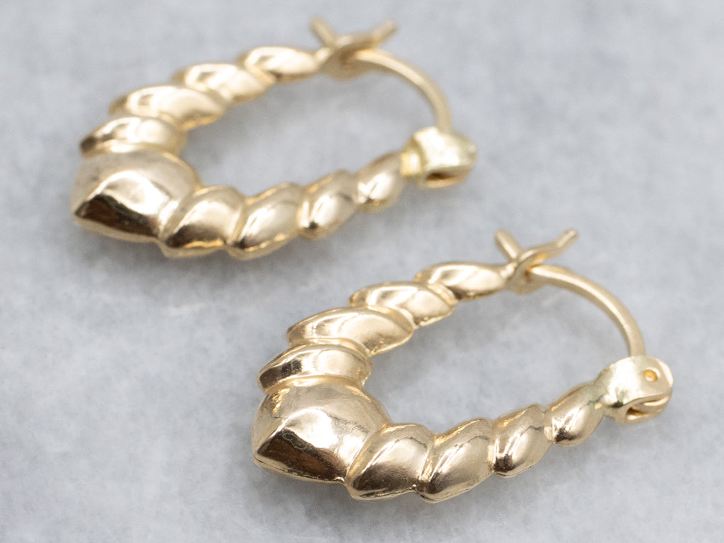 Vintage Gold Puffy Hoop Earrings