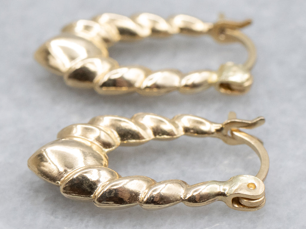 Vintage Gold Puffy Hoop Earrings