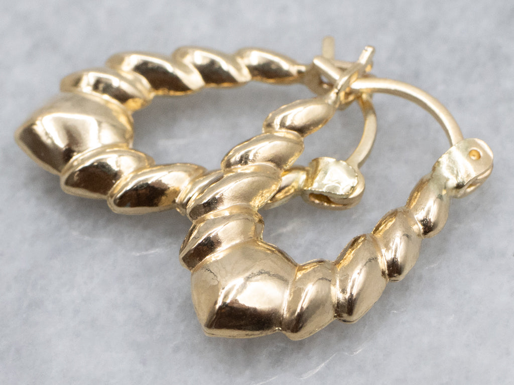 Vintage Gold Puffy Hoop Earrings