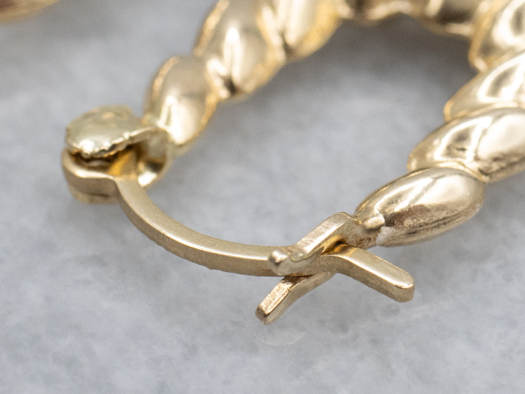 Vintage Gold Puffy Hoop Earrings