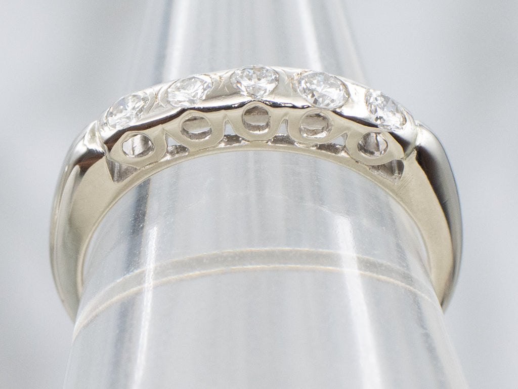 Vintage Diamond White Gold Wedding Band