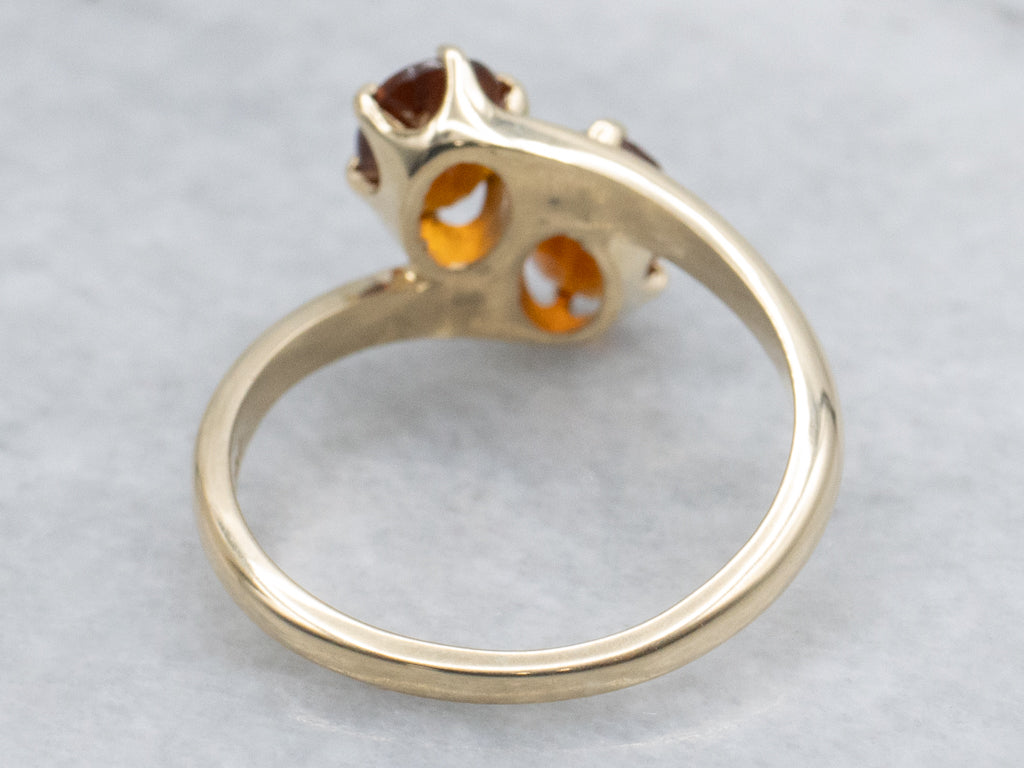 Double Citrine and Gold Bypass Ring